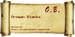 Orowan Blanka névjegykártya